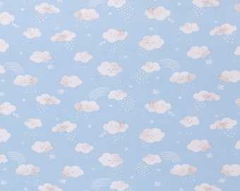 Jersey cotton Little Spring Clouds light blue 0.5 m