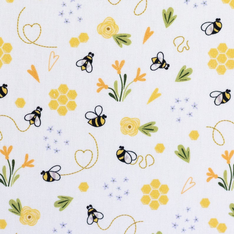 bees white 0.5 m Cotton weaving Kim