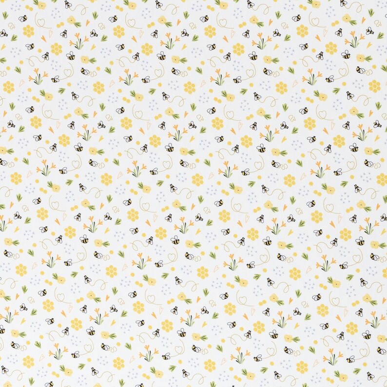 bees white 0.5 m Cotton weaving Kim