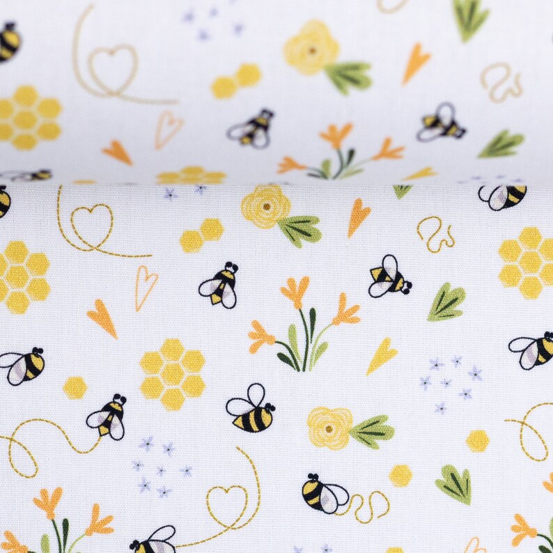 bees white 0.5 m Cotton weaving Kim