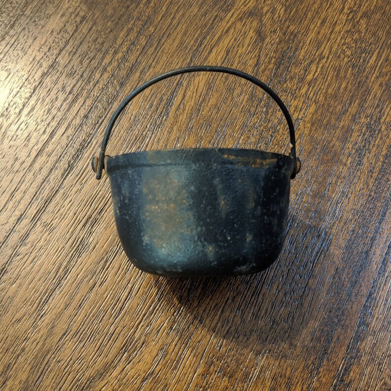 Vintage Black Iron Kettle With Handle Small Iron Kettle Pot Etsy