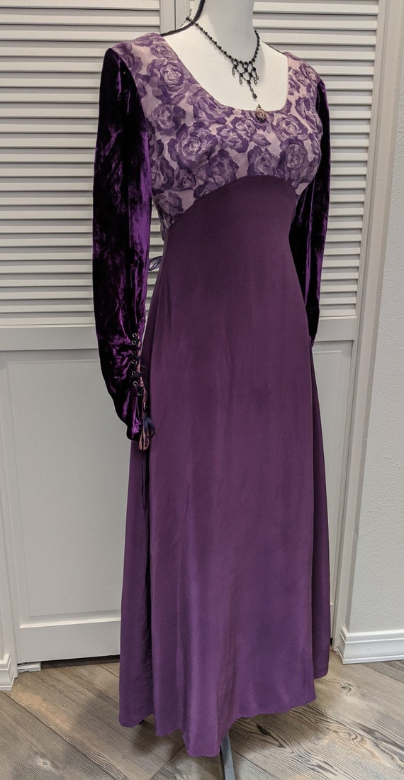 Vintage LINDA HARRIS Purple Silk Princess Dress Ve