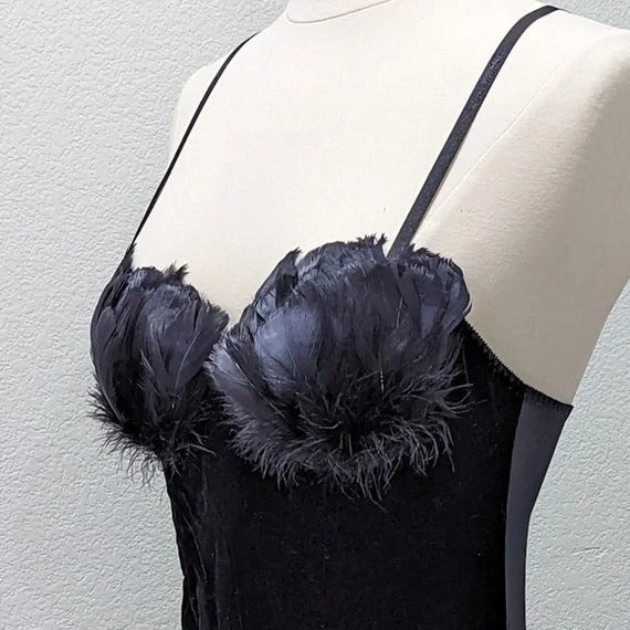 Vintage VICTORIA'S SECRET Black Velvet & Feather … - image 5