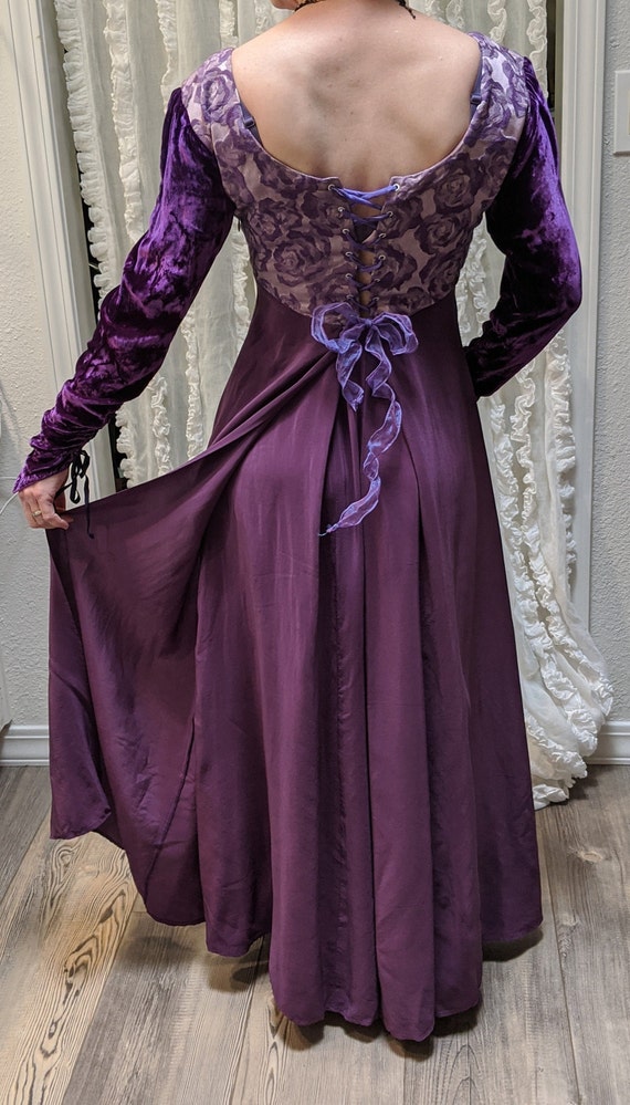 Vintage LINDA HARRIS Purple Silk Princess Dress V… - image 4