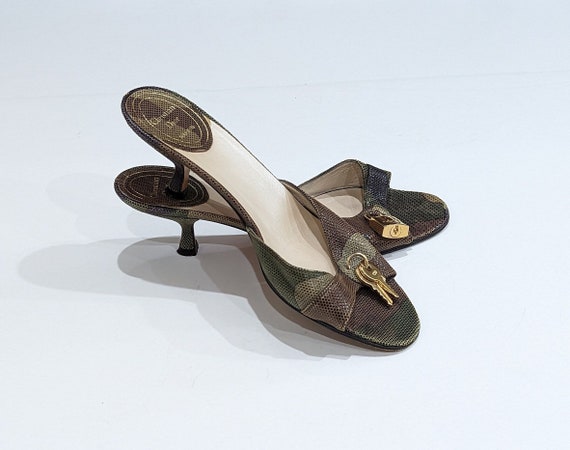 Vintage CHRISTIAN DIOR Leather Green Brown Camo S… - image 1