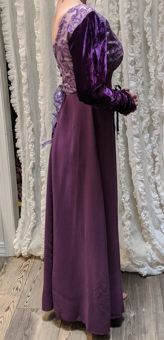 Vintage LINDA HARRIS Purple Silk Princess Dress V… - image 3