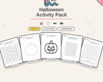 Halloween Activity Bundle for Kids | Preschool Worksheets Ages 4-8 (PDF Download)
