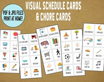 PRINTABLE: VISUAL Schedule Cards and Chore Cards - 40 Card Set - Bonus Game = Print the cards twice and play Memory!