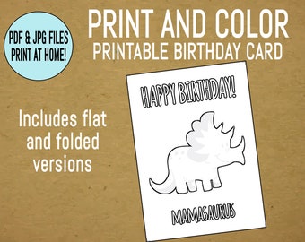 PRINTABLE: Birthday Card for Mom - Print and Color - Mamasaurus
