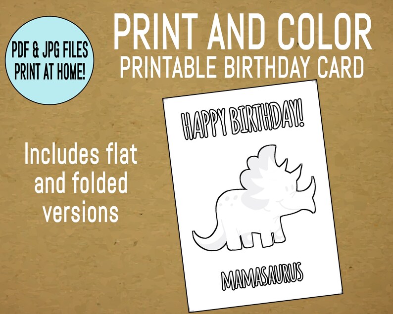 printable birthday card for mom print and color etsy