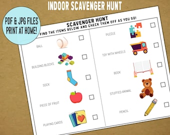 PRINTABLE: Indoor Scavenger Hunt with Pictures