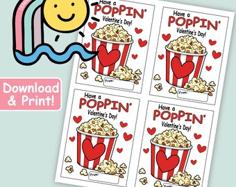 Valentine's Day Cards - Have a Poppin' Valentine's Day - Printable Cards - Instant Download - Class Valentine's Day Cards - 2 Card Sizes