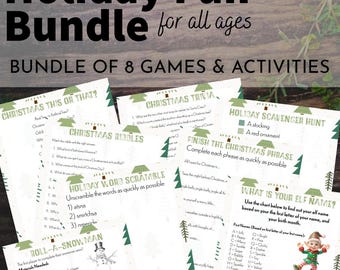 Christmas Holiday Game Bundle | 8 Printable Activities for all Ages | Family Fun | Party Games | Icebreakers | School Games | Work Games