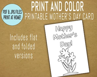 PRINTABLE: Mother's Day Card - Print and Color - Happy Mother's Day!