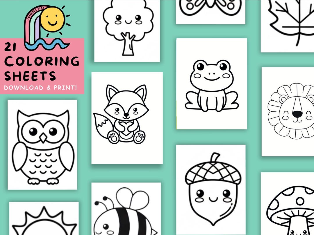 21 Nature Coloring Pages Printable, Cute Woodland Animal Coloring ...