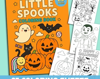 Halloween Coloring Pages for Kids - 'Little Spooks' Simple Printable Coloring Book - 25 Coloring Sheets - Digital Product, PDF Download