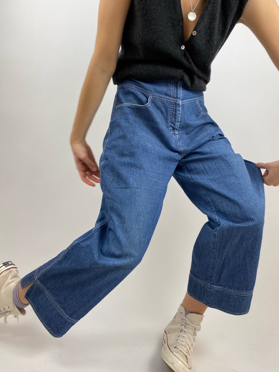 Wide leg denim jeans