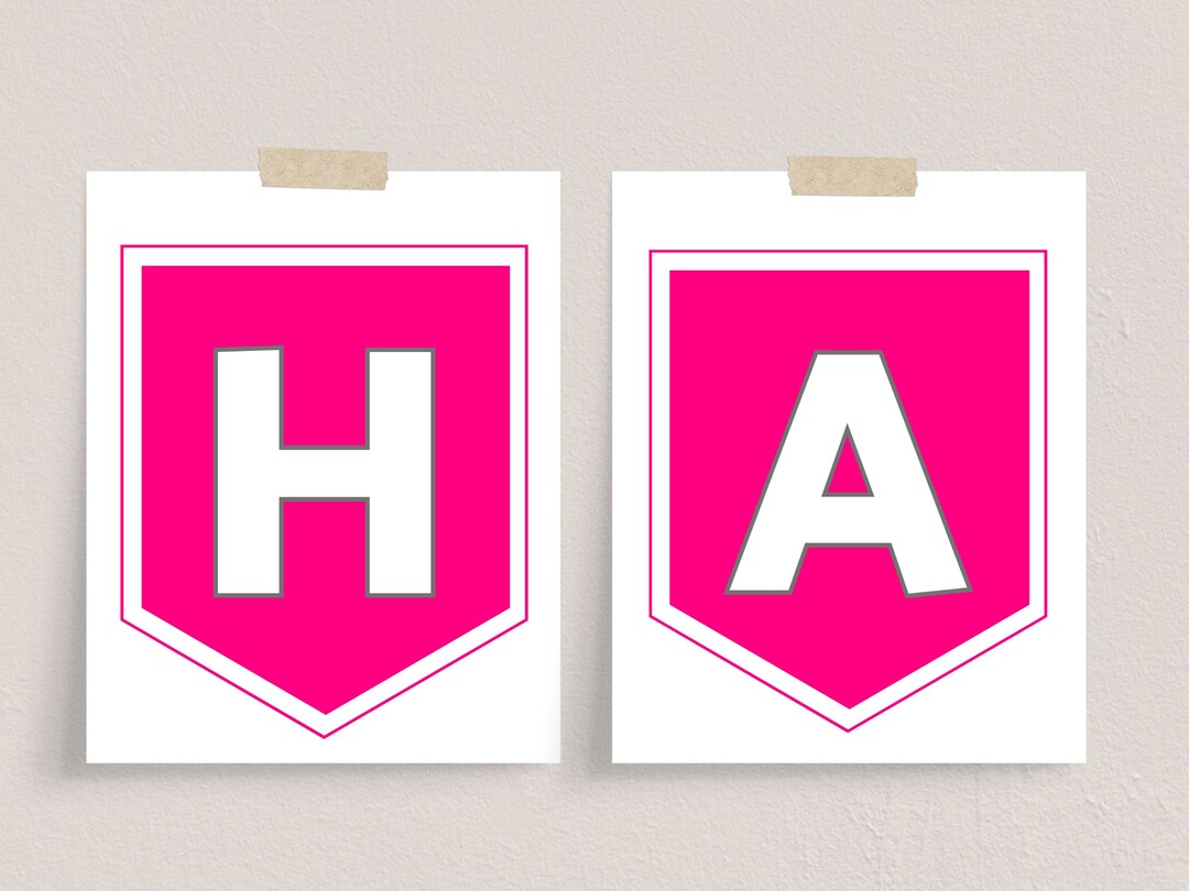 Hot Pink Printable Birthday Banner Bunting. - Etsy