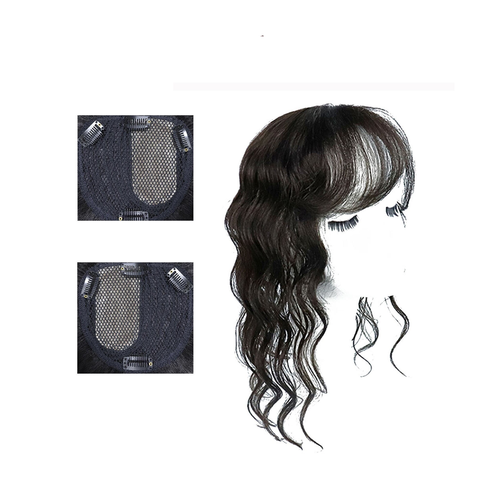 Curly Hair With Bangs Hair Topper Lace Base With Clips Left - Etsy Curly Hair With Bangs Hair Topper Lace Base With Clips Left - Etsy