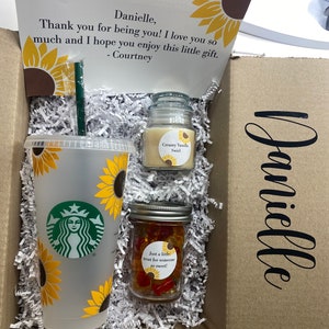 Gift Box for her | Happy Birthday box | Just because gift box | Sunflower gift box yellow | Starbucks cup gift box | Personalized Gift Box