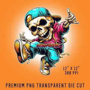福袋特集 2024 Hip Hop Skull, Graffiti, and Urban Design - Colorful PNG 置物