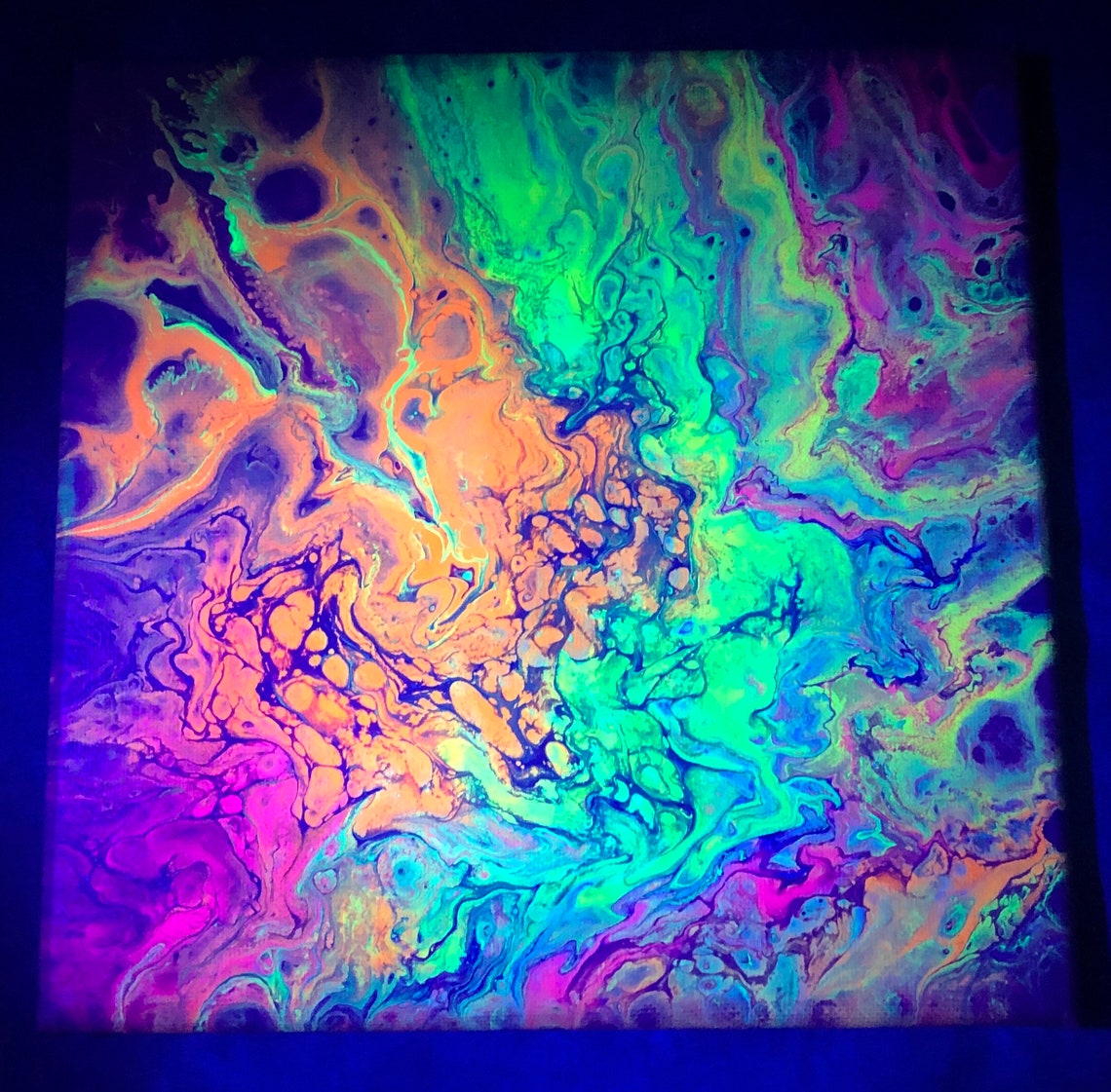 8x8 UV Reactive Acrylic Pour Painting Etsy