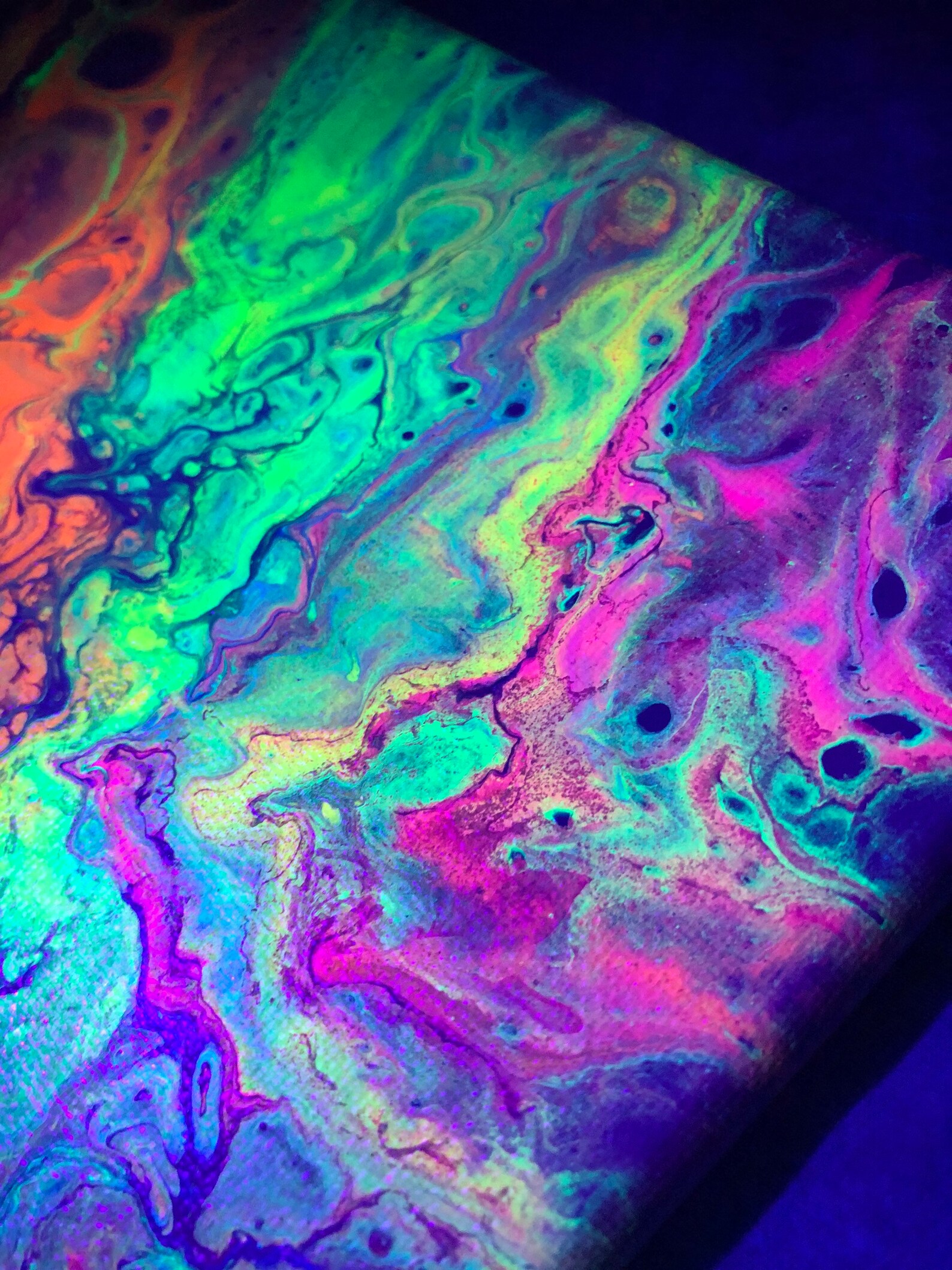 8x8 UV Reactive Acrylic Pour Painting Etsy