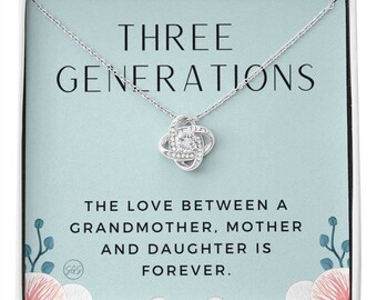 Three generations birthstone necklace deals