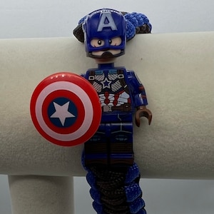 Captain America Adjustable Paracord lego figure Bracelet Friendship bracelet, party favor, gift