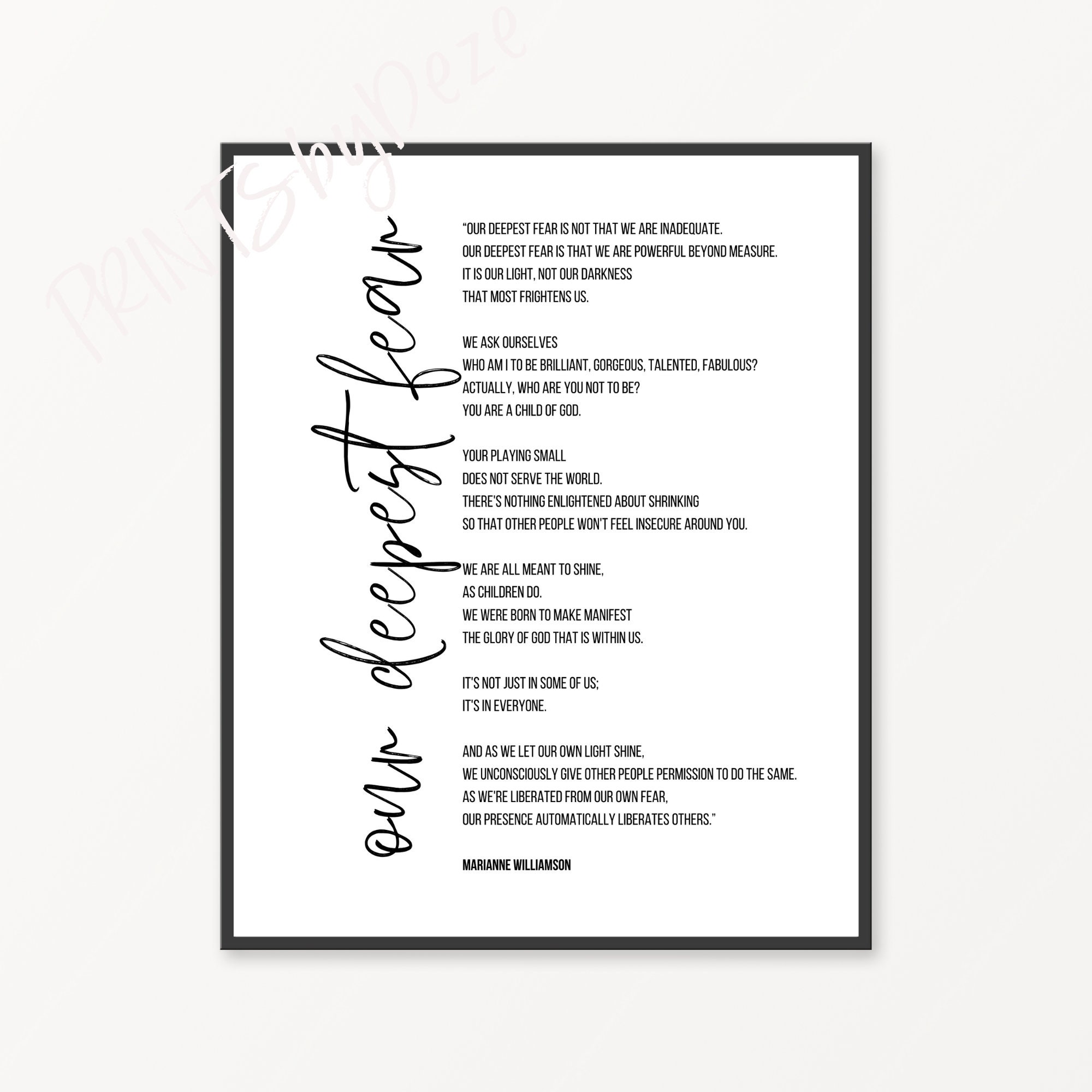 pic Nelson Mandela Quotes Our Deepest Fear Pdf etsy