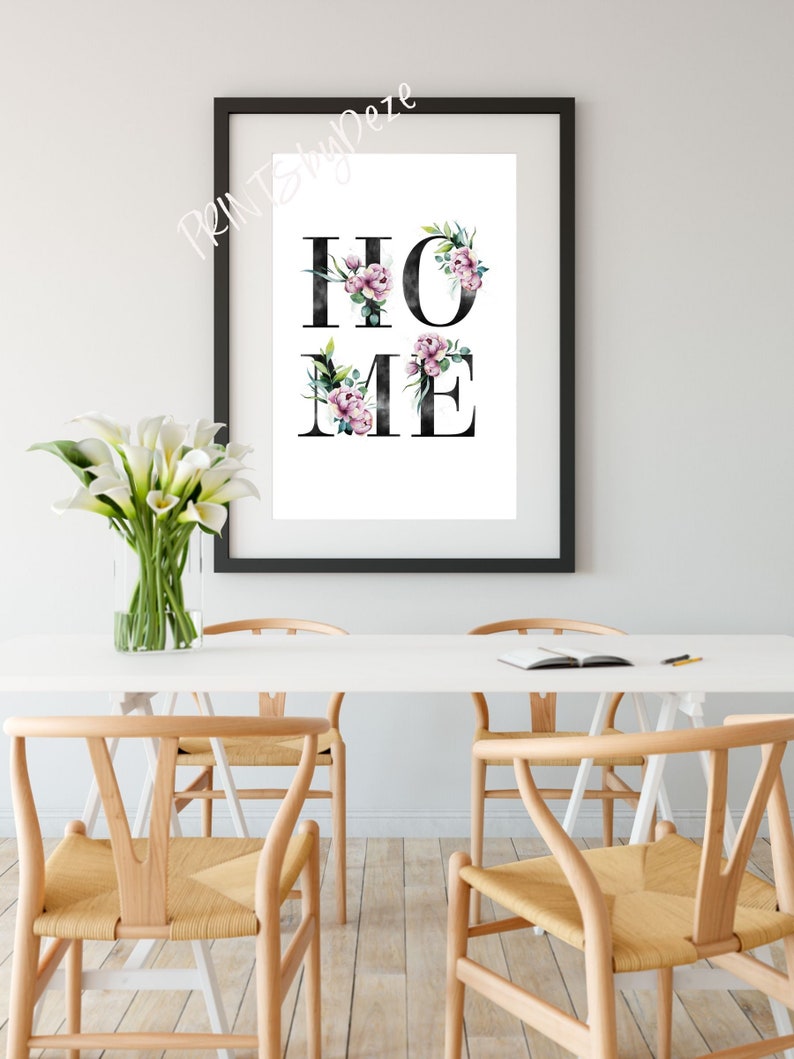 Home Sign Flower Art Print Floral Print Floral Wall Art Etsy