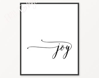 Joy Sign, Joy Print, Joy Poster, Joy Decor, Joy Art, Choose Joy, Black and White Calligraphy Sign, Modern Home Decor, Minimalist Wall Art