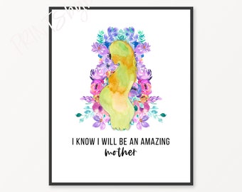 I'll Be An Amazing Mother Print, Word of Affirmation, Fertility print, Fertility gift, Fertility affirmation, TTC print, Infertility support