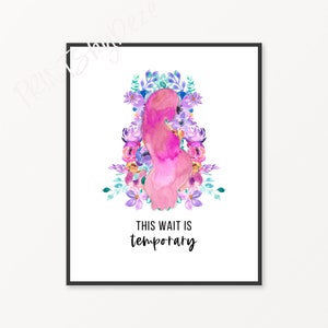 Two Week Wait Printable, TWW, The Wait Is Temporary Print, Infertility Support, IVF Encouragement, Trying To Conceive, TTC Gift, Pregnancy