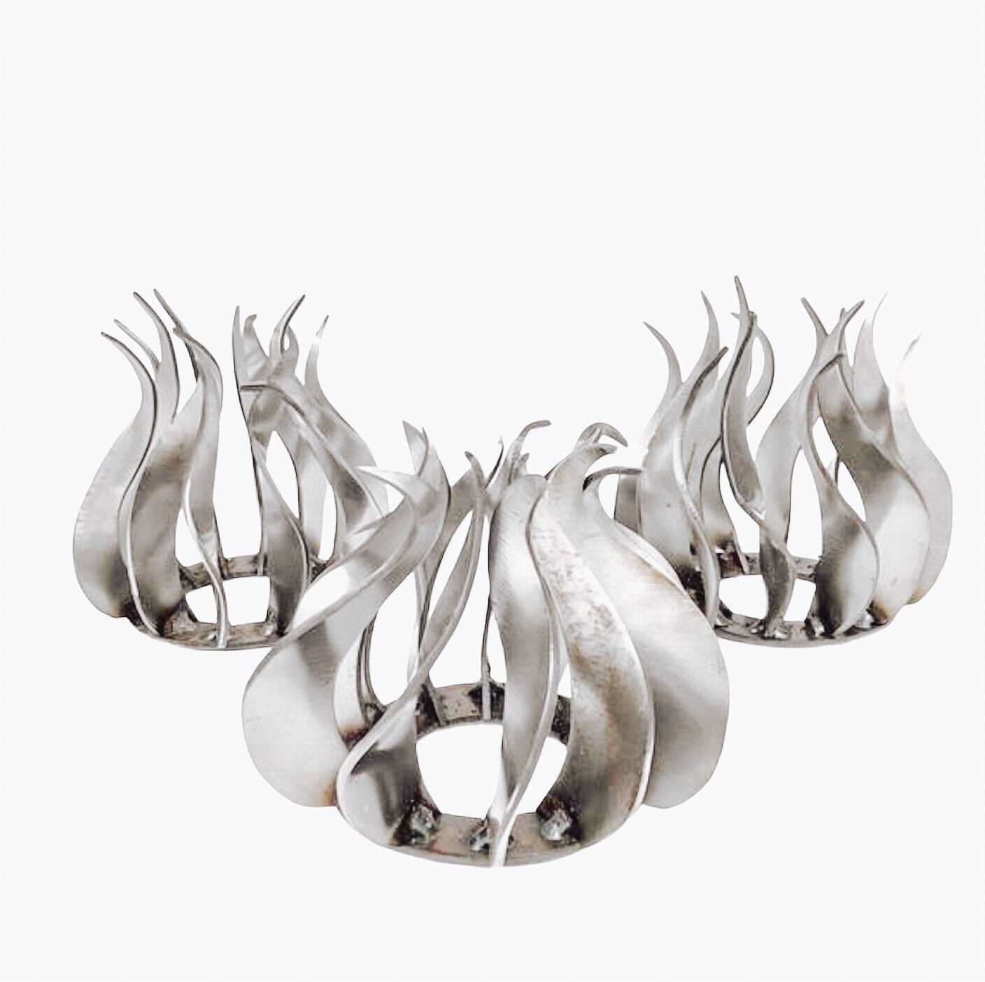 Flame Candle Holder Medium Silver Etsy