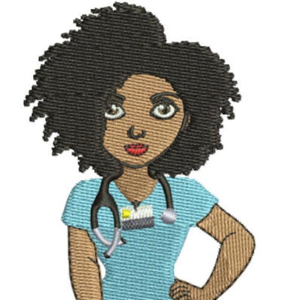 Krankenschwester Jai, afroamerikanische Krankenschwester, schwarze Gesundheitsversorgung Anbieter (Stickerei-Datei)