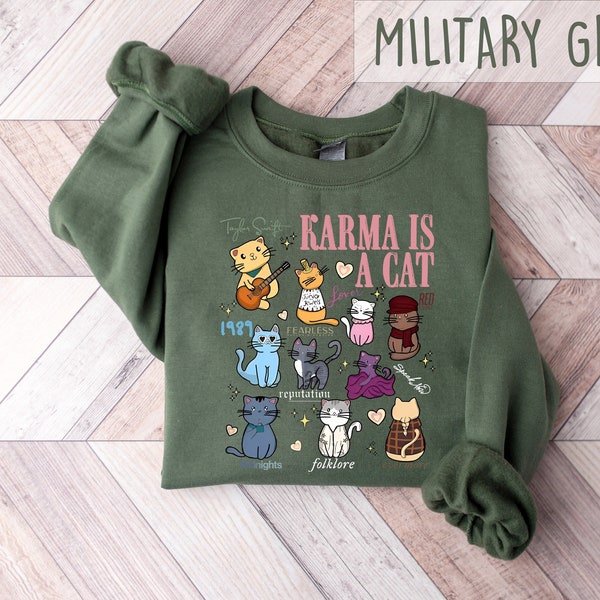 Sweat-shirt Karma est un chat, T-shirt amoureux des chats, t-shirt chat, T-shirt chat minuit, tenue de merchandising, chemise amoureux des animaux, cadeau pour propriétaire de chat