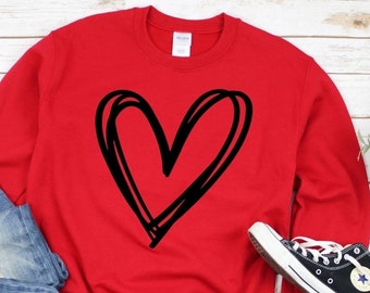 Heart Sweatshirts, Valentines Day Sweatshirt, Hand Drawn Heart Sweatshirt, Kindness Sweatshirt, Valentines Day Gift Sweatshirt, Gift For Her