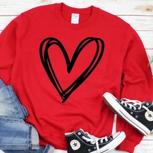 Heart Sweatshirts, Valentines Day Sweatshirt, Hand Drawn Heart Sweatshirt, Kindness Sweatshirt, Valentines Day Gift Sweatshirt, Gift For Her