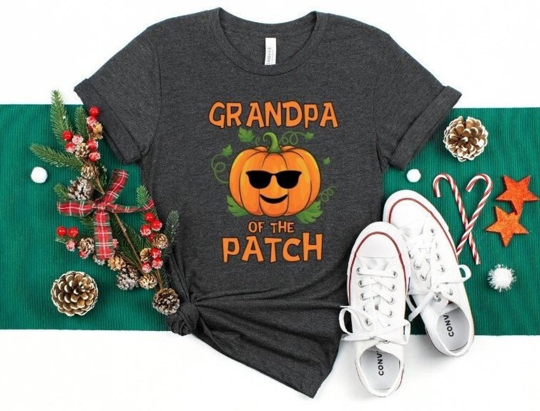 Grandpa Pumpkin of the Patch, Thanksgiving Halloween Shirt Gift for Grandparent Grandkids ...