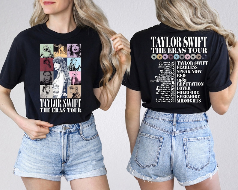 Chemise de concert recto-verso de la tournée Eras, chemise Longue vie, tenue de concert, chemise avec paroles de sa chanson, t-shirt de la tournée Eras, chemise TS Merch, chemise de film de la tournée Eras image 1