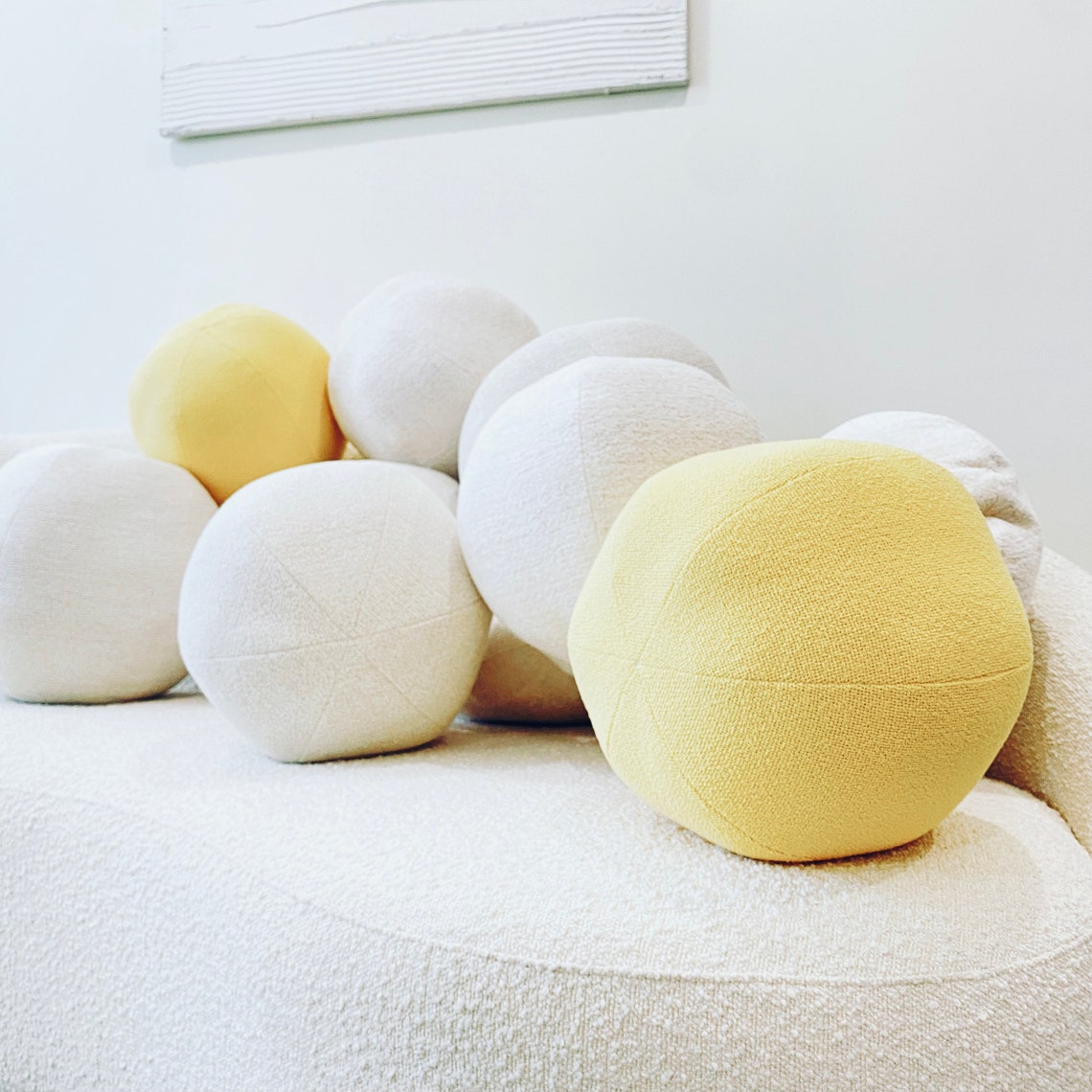 Ball Pillow Bouclé Handmade Performance Fabric Earthy Etsy