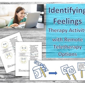 Identifying Feelings Therapy Activity for Remote Teletherapy Sessions or in-person Play Therapy digital download + simple instructions, CBT