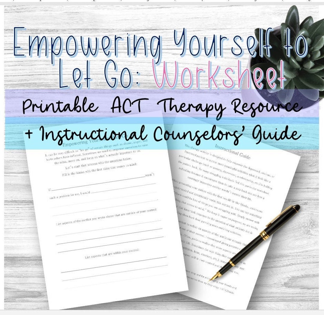 Printable Acceptance and Commitment Therapy Worksheet and Etsy