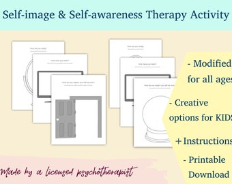 Folhas de exercícios para terapia da autoimagem – Crianças e adolescentes, guia de teleterapia (download digital) Inclui duas versões