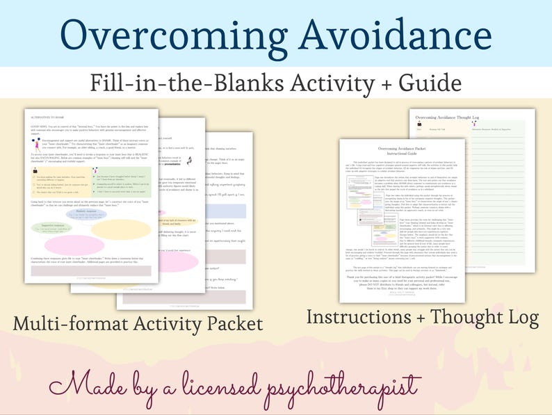 Avoidance & Shame Worksheet: CBT Therapy Packet (digital Download) - Etsy