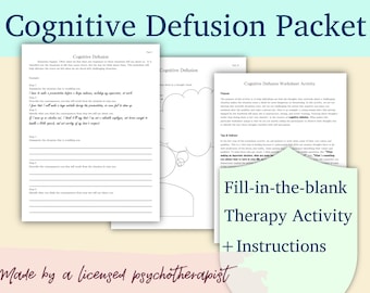 Acceptance and Commitment Therapy Worksheet with Instructions, Adapted for Adults, Children, and Teens, Printable Digital Download CBT ACT