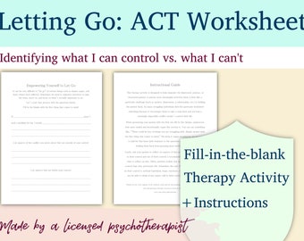 Folha de exercícios ACT: Desapego com guia de instruções (download digital) para conselheiros