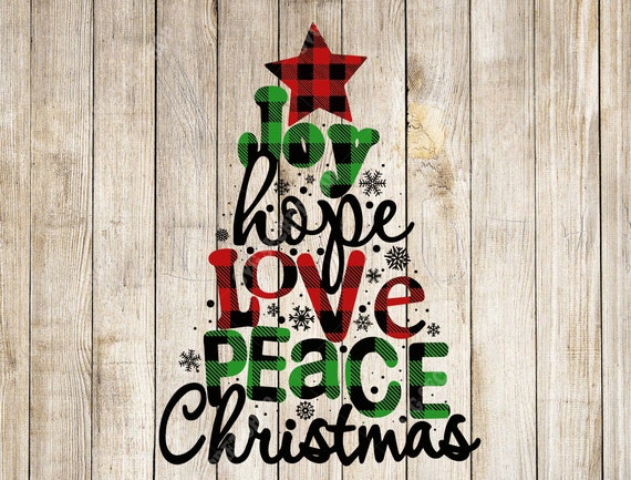 Download Joy Hope Love Peace Christmas Svg Plaid Tree Christmas Tree Etsy