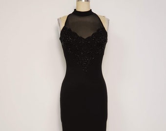 1990's Sexy Fitted Evening Dress || Size: Medium